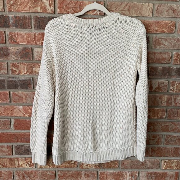 BDG Urban Outfitters Women Cable Knit Sweater XSmall Cream Fisherman Elbow Patch - Picture 4 of 14
